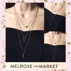 3-$15 Melrose & Market 3 Row Multi Mini Pendant Necklace Set Vintage Style